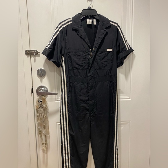Adidas Loves Fiorucci Black Jumpsuit with White Stripes - Picture 3 of 9